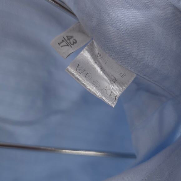 Ermenegildo Zegna Dress Shirt Mens 17-36 Blue Striped Portfino Comfort Button Up - Picture 9 of 13